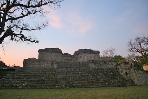 Copan Ruins after sunset