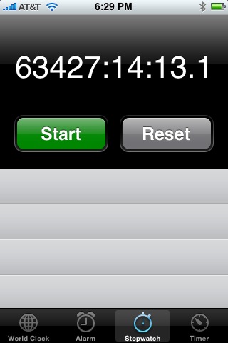 Worlds Oldest iPhone Screen Shot of Stopwatch