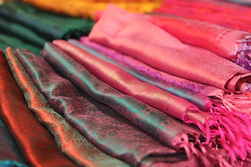 Silk scarves in Chiang Mai, Thailand
